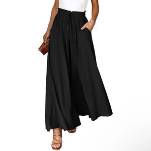 Elegant Black Wide-Leg Cropped Pants